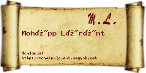 Mohápp Lóránt névjegykártya